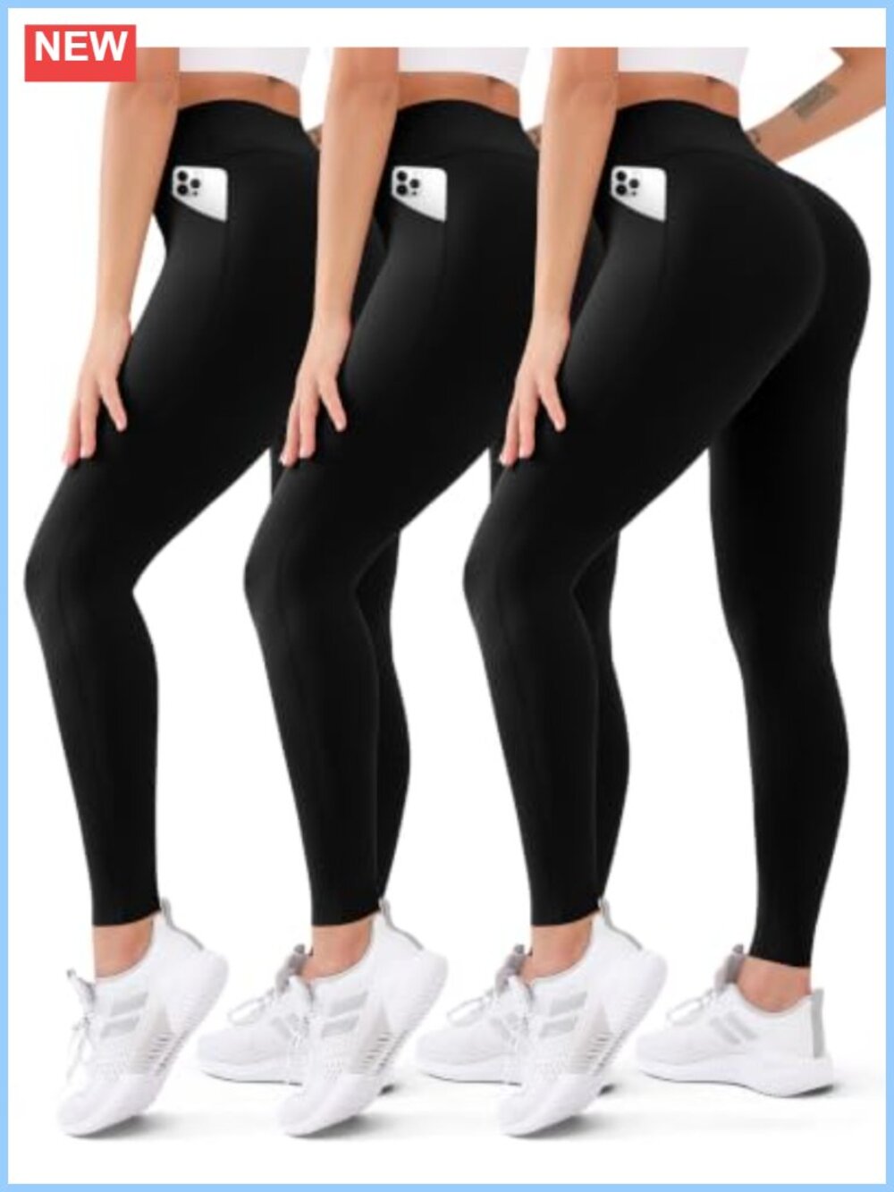 3 Pack High Waisted Butt Lift Yoga Leggings - Non See-Through Workout Pants